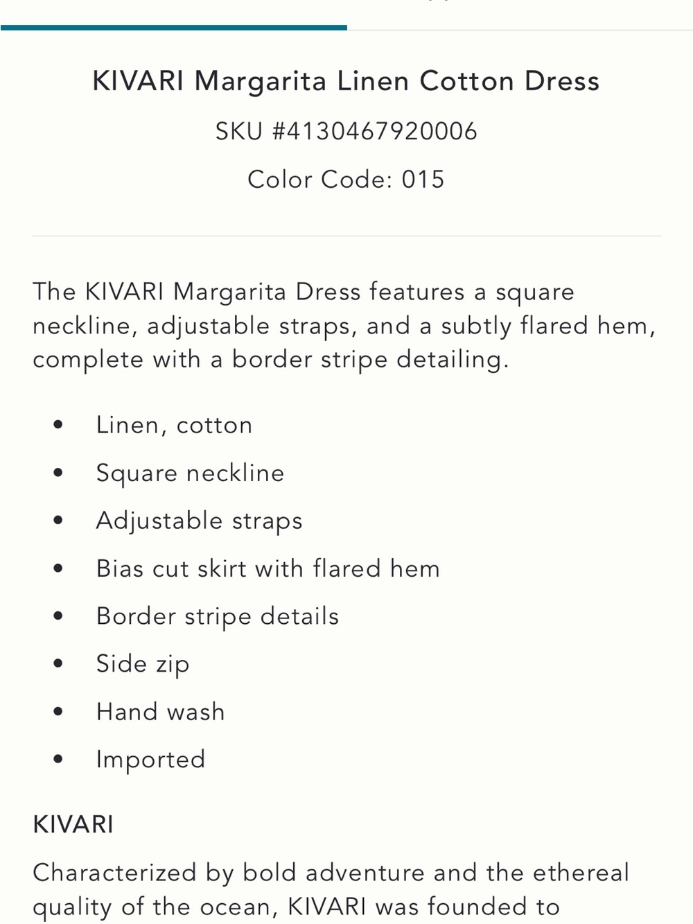 New with tags KIVARI Margherita Linen Cotton Dress Size XS - Picture 4 of 7